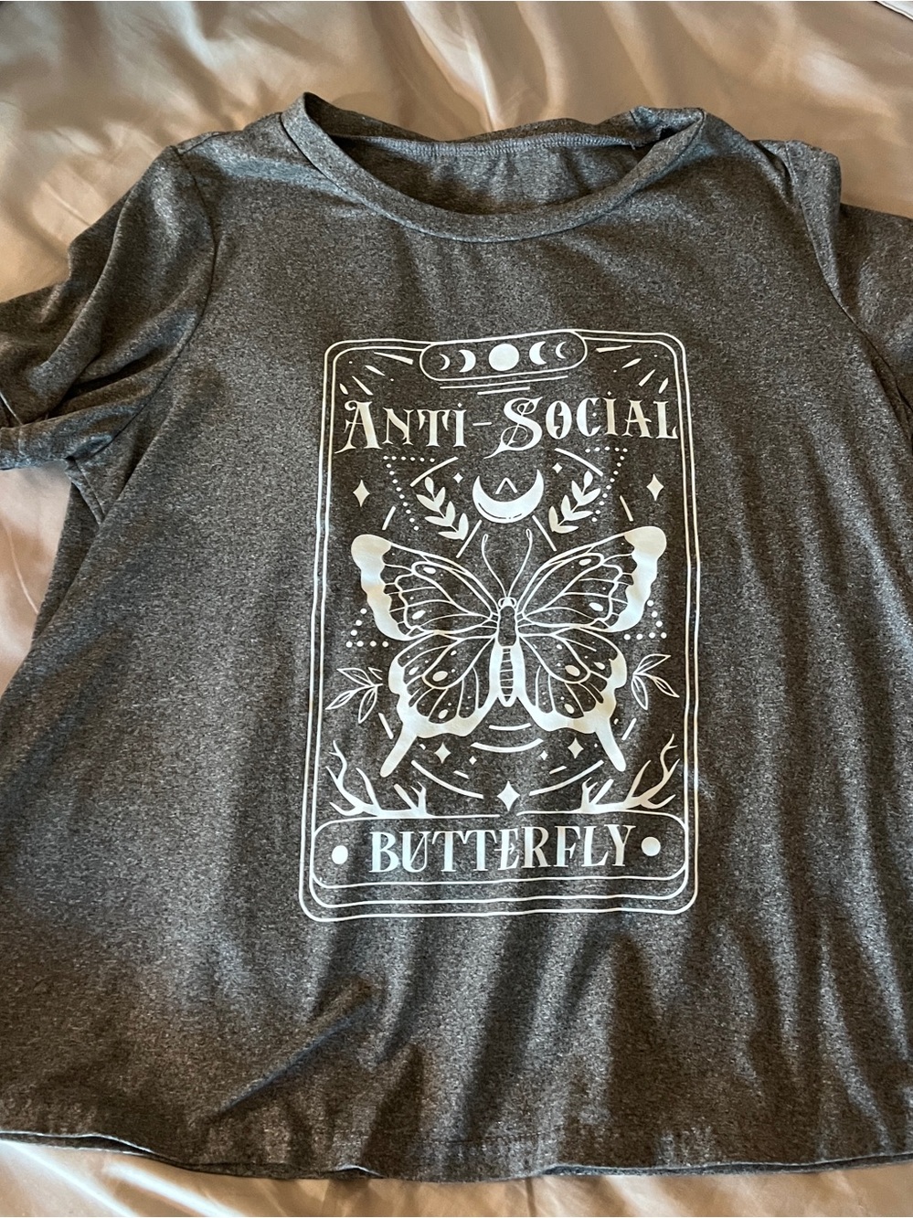 Anti Social Butterfly Graphic Tee - Gray